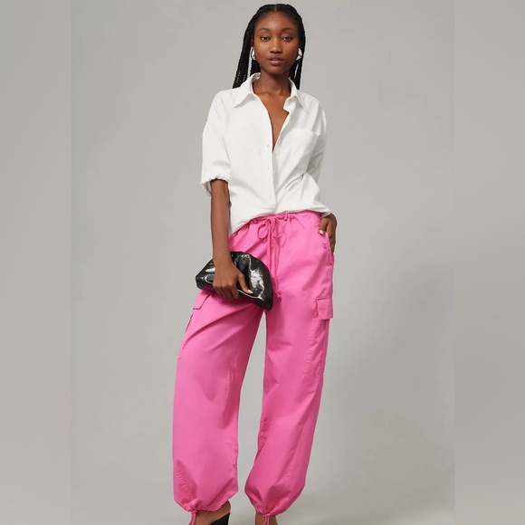 GOOD AMERICAN Parachute Cargo Pants - Malibu Pink - Picture 2 of 5